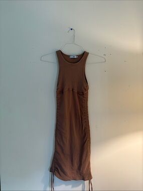 Adika Ribbed Tank Dress in Taupe Beige